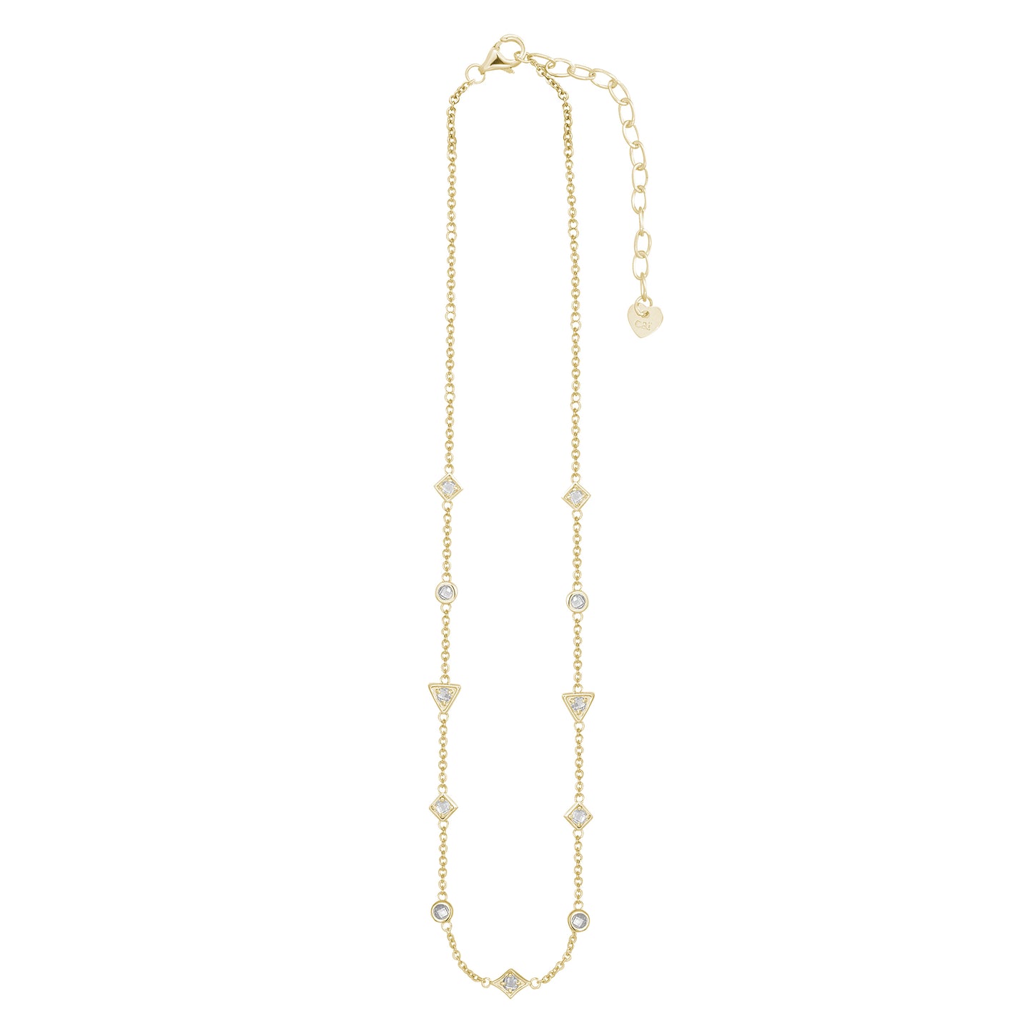 cai Halskette Choker 925 Silber vergoldet mit Zirkonia Ankerkette 925/- Sterling Silber vergoldet 37,0cm