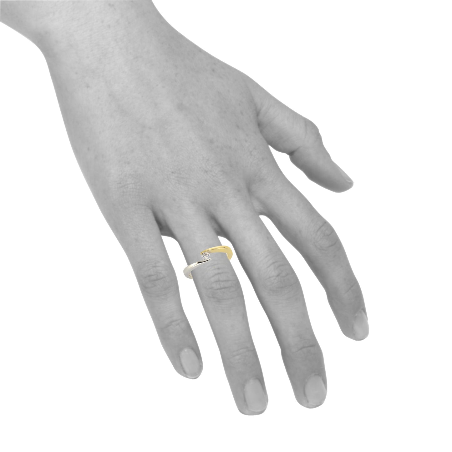 Ring 375/- Gold rhodiniert (teil) Zirkonia