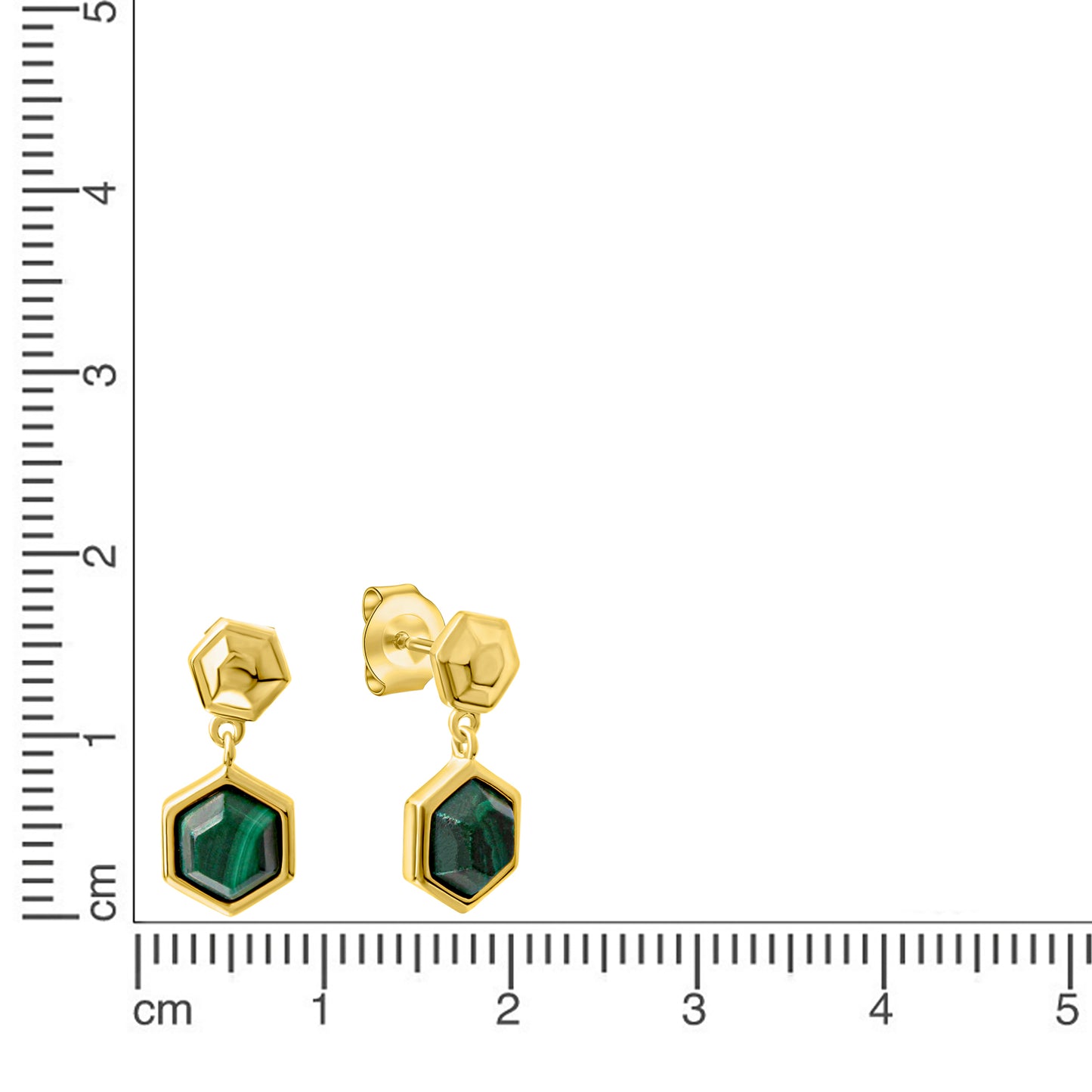 Ohrstecker 925/- Sterling Silber vergoldet 17cm Malachit