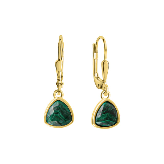 Ohrhänger 925/- Sterling Silber vergoldet 1,9cm Malachit