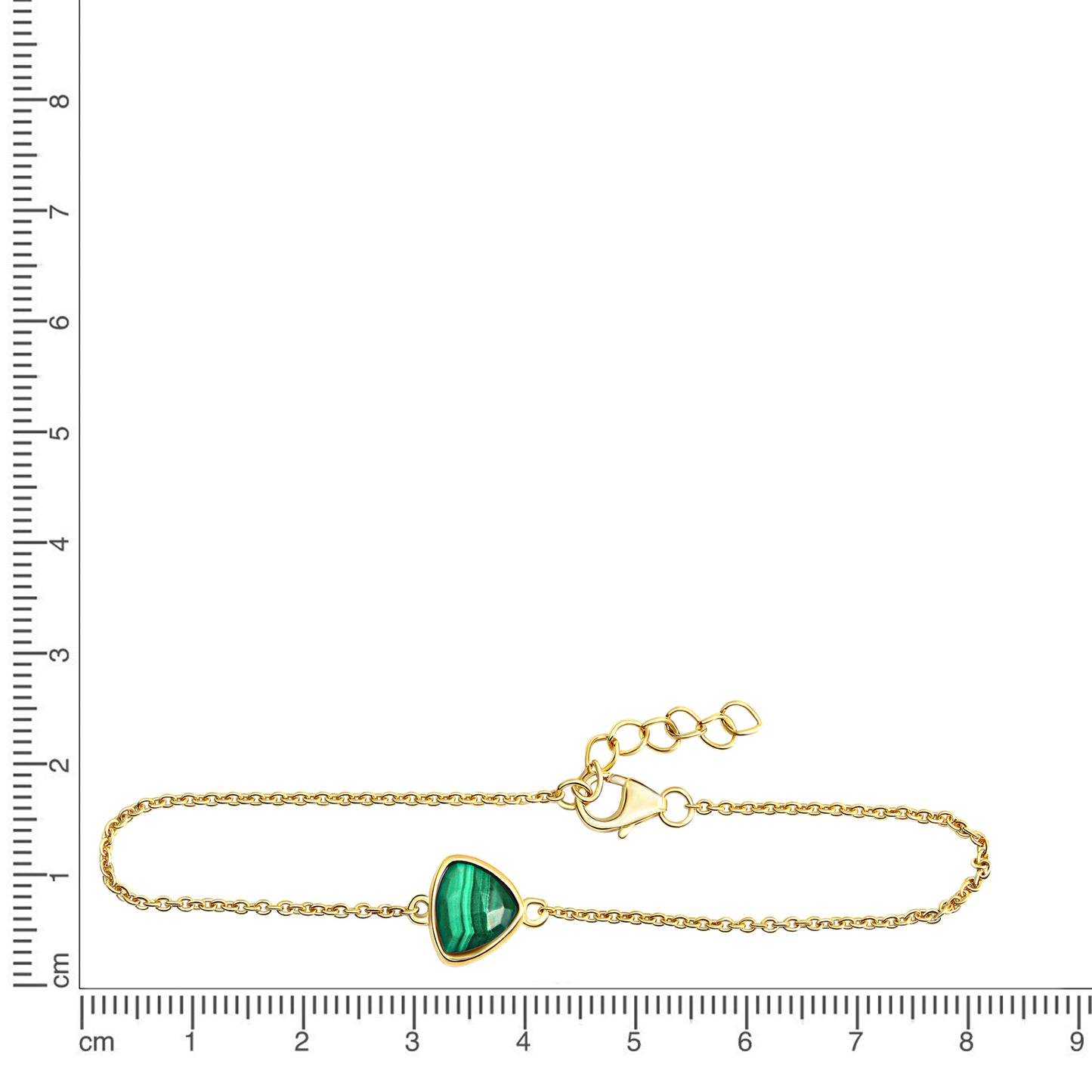 Armband Ankerkette 925/- Sterling Silber vergoldet 19cm Malachit