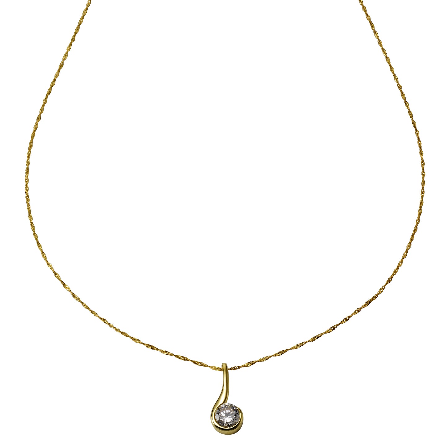 Halskette Singapurkette 375/- Gold 43cm Zirkonia
