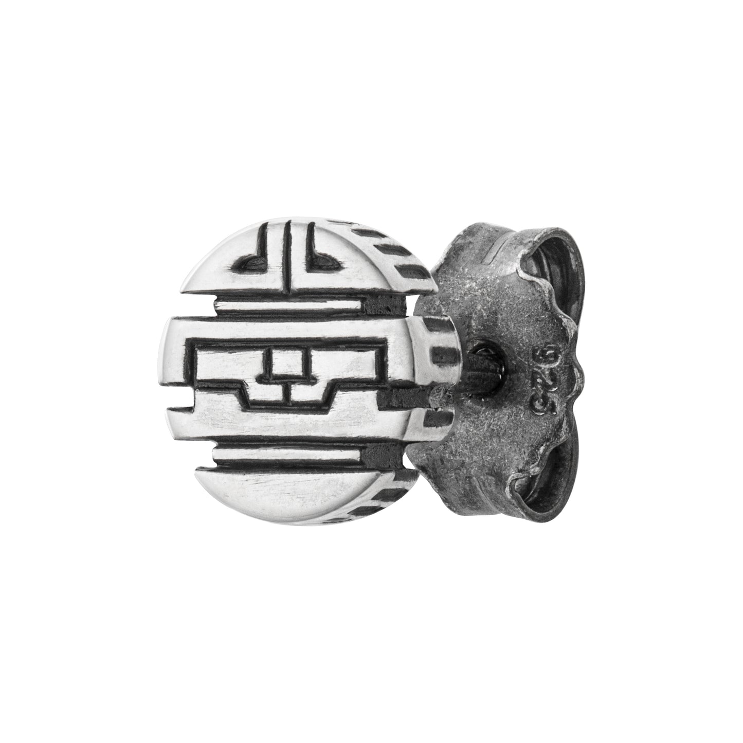 cai Single Ohrstecker 925/- Sterling Silber oxidiert 0,7cm ohne Stein