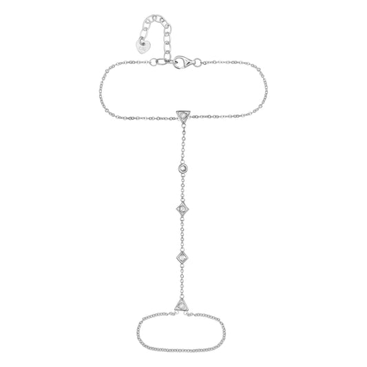 cai Handkette Ankerkette 925/- Sterling Silber rhodiniert 19,0cm Zirkonia