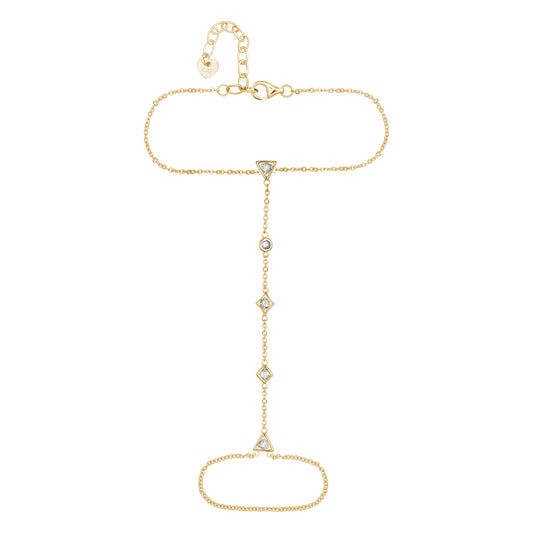 cai Handkette Ankerkette 925/- Sterling Silber vergoldet 19,0cm Zirkonia