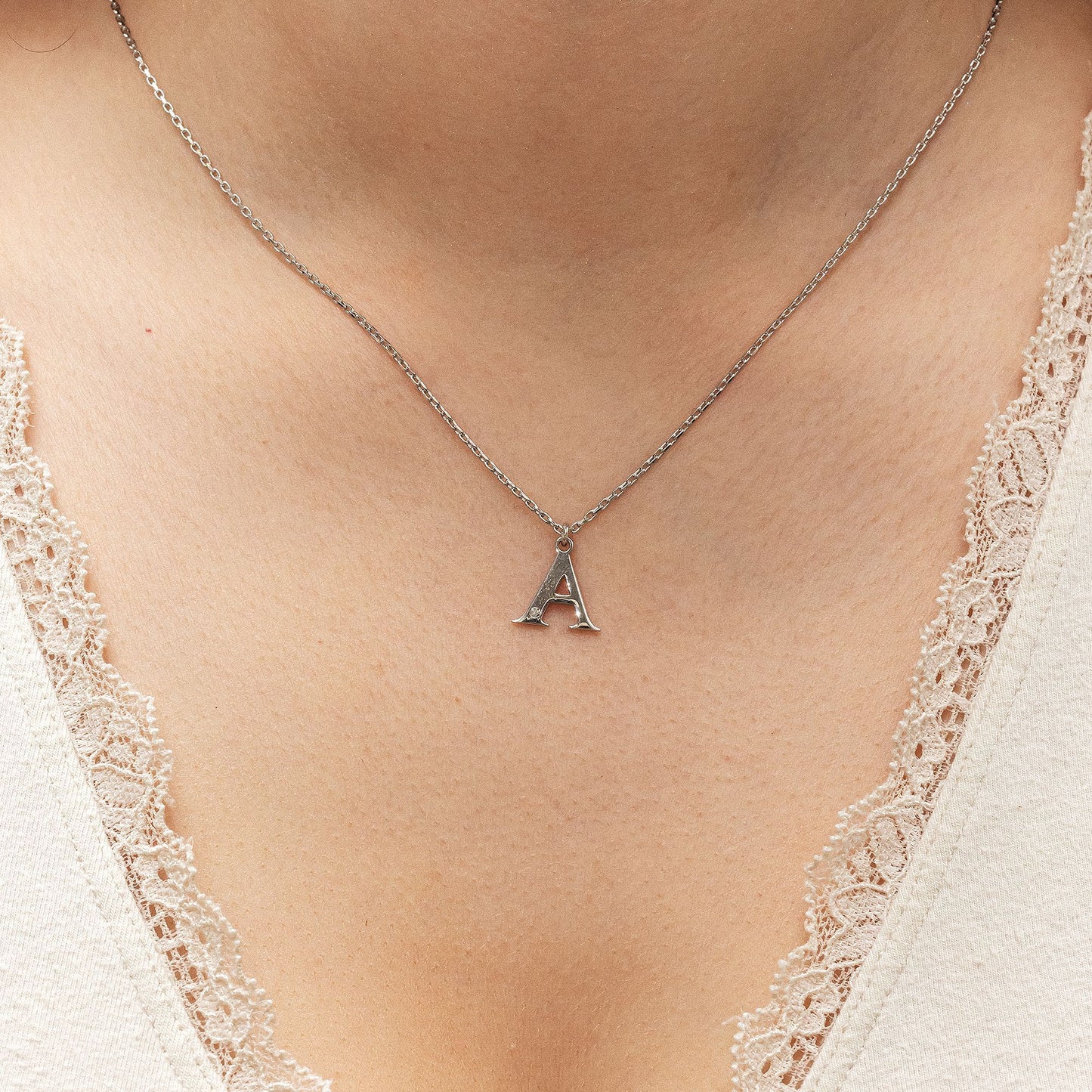 Halskette Flachpanzerkette 925/- Sterling Silber rhodiniert 48,0cm Diamant 0,008ct.