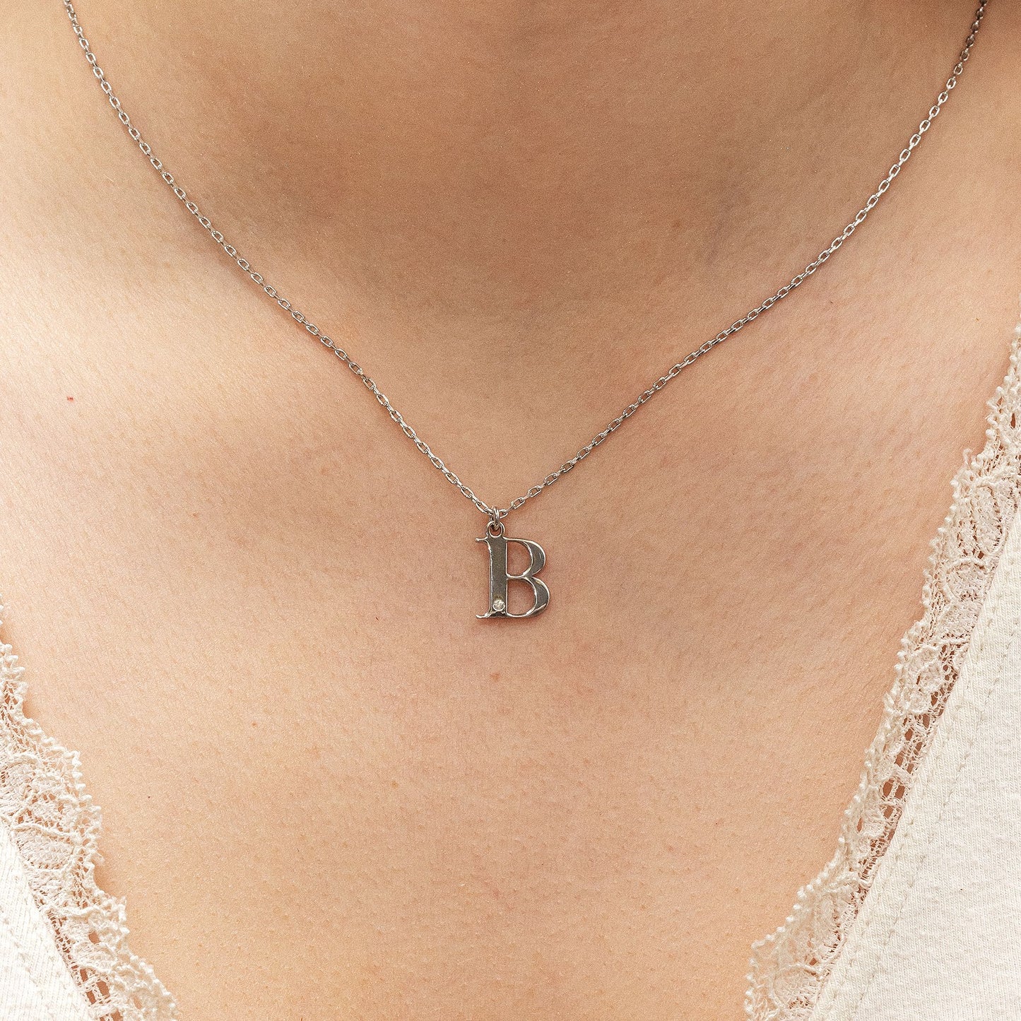 Halskette Flachpanzerkette 925/- Sterling Silber rhodiniert 48,0cm Diamant 0,008ct.