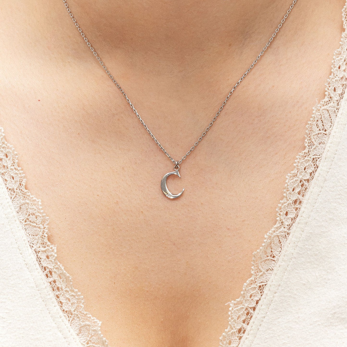 Halskette Flachpanzerkette 925/- Sterling Silber rhodiniert 48,0cm Diamant 0,008ct.