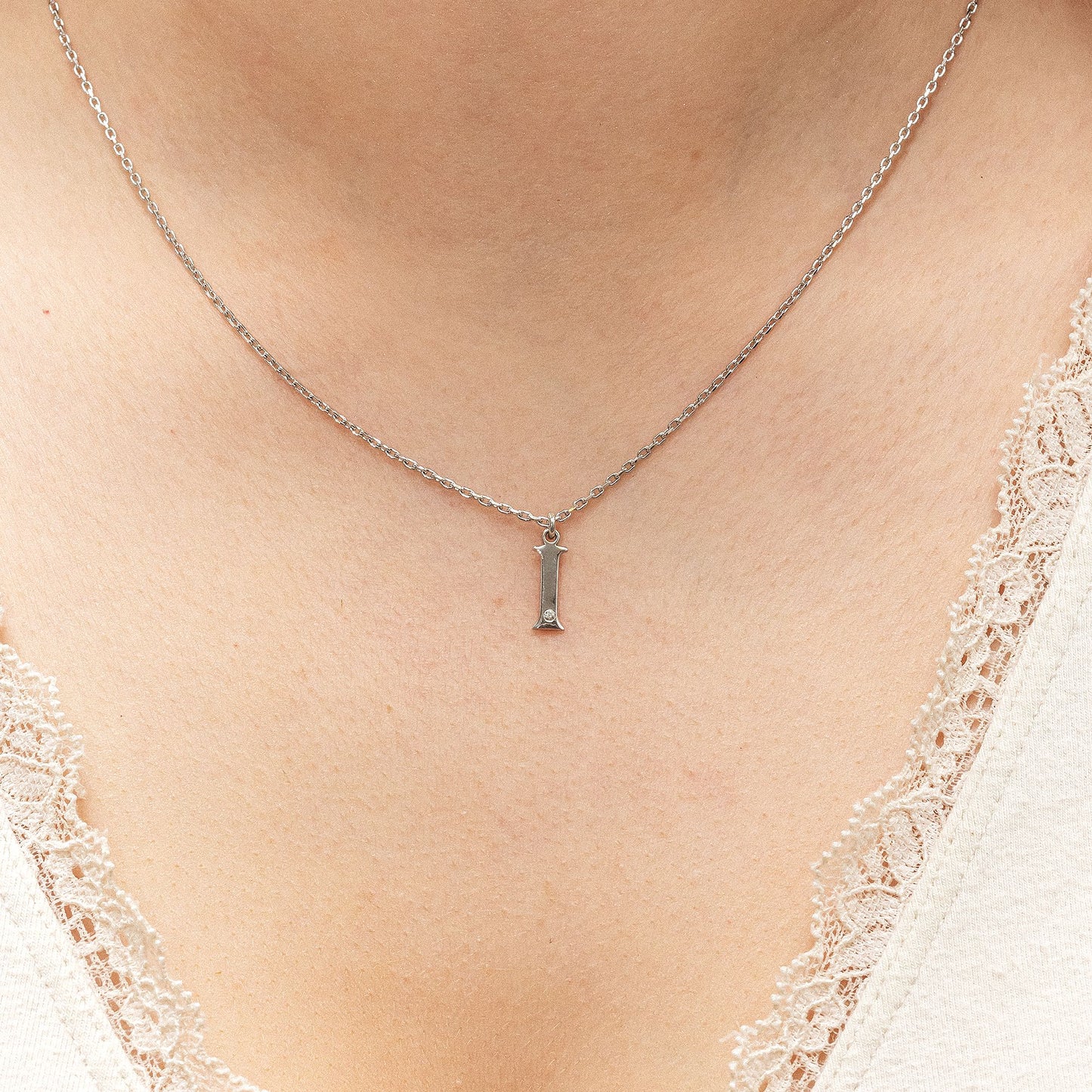 Halskette Flachpanzerkette 925/- Sterling Silber rhodiniert 48,0cm Diamant 0,008ct.