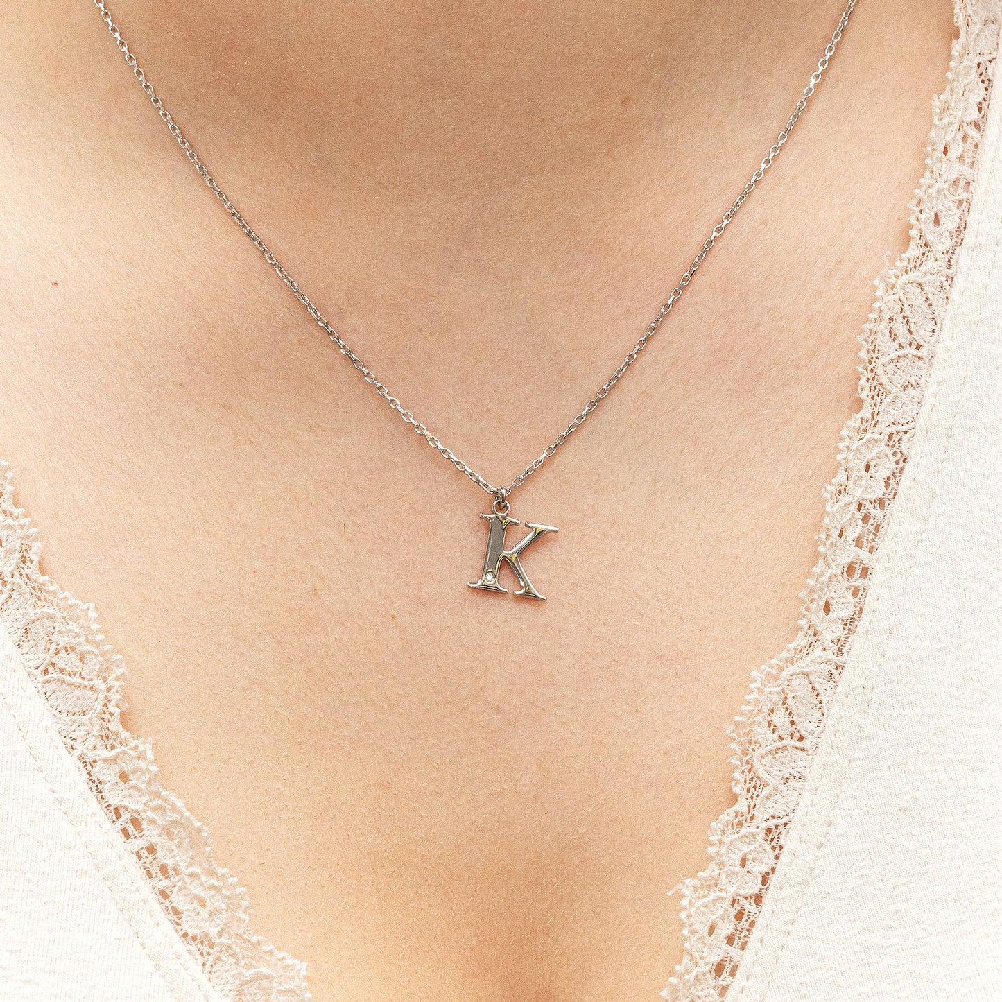Halskette Flachpanzerkette 925/- Sterling Silber rhodiniert 48,0cm Diamant 0,008ct.