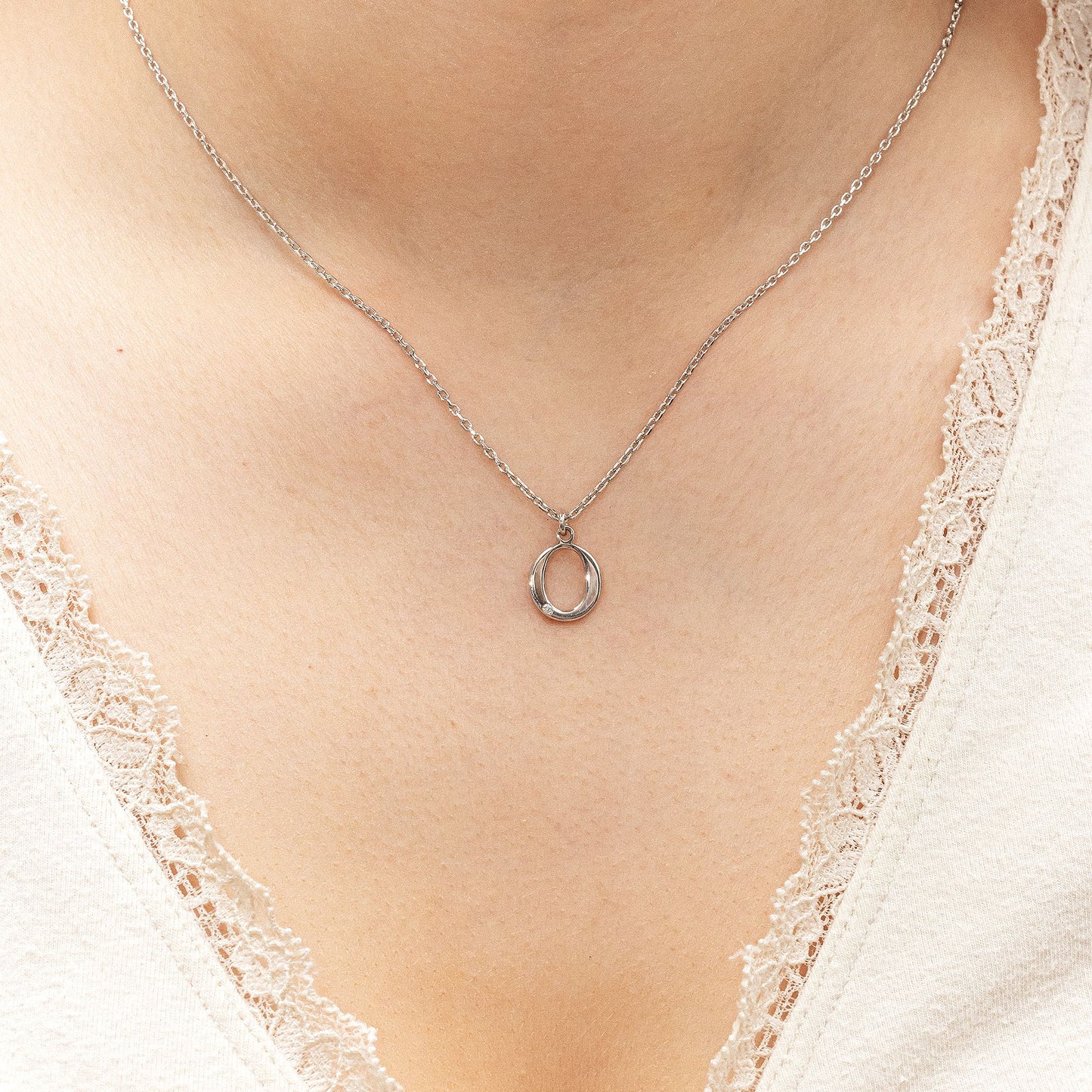 Halskette Flachpanzerkette 925/- Sterling Silber rhodiniert 48,0cm Diamant 0,008ct.