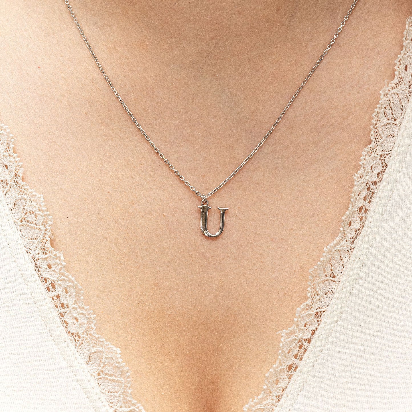 Halskette Flachpanzerkette 925/- Sterling Silber rhodiniert 48,0cm Diamant 0,008ct.