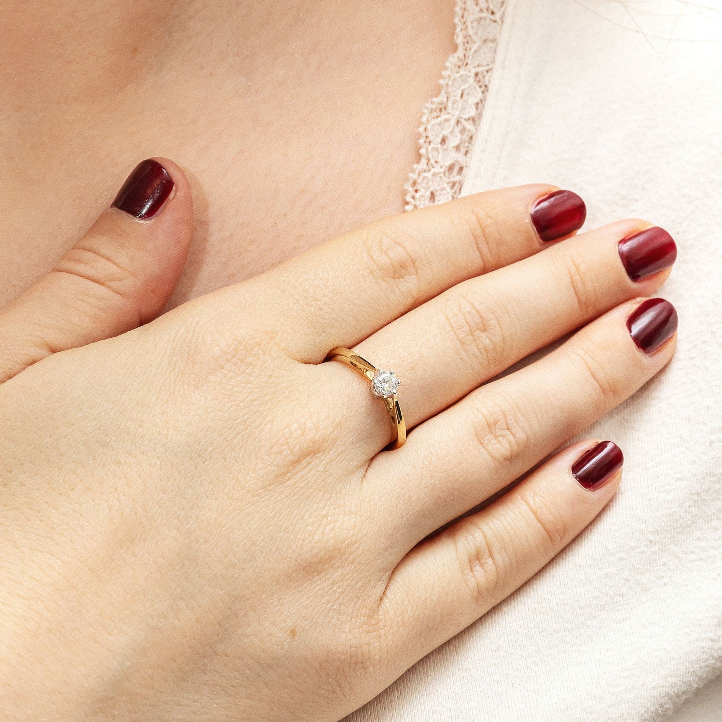 Ring 585/- Gold rhodiniert (teil) Brillant 0,25ct.