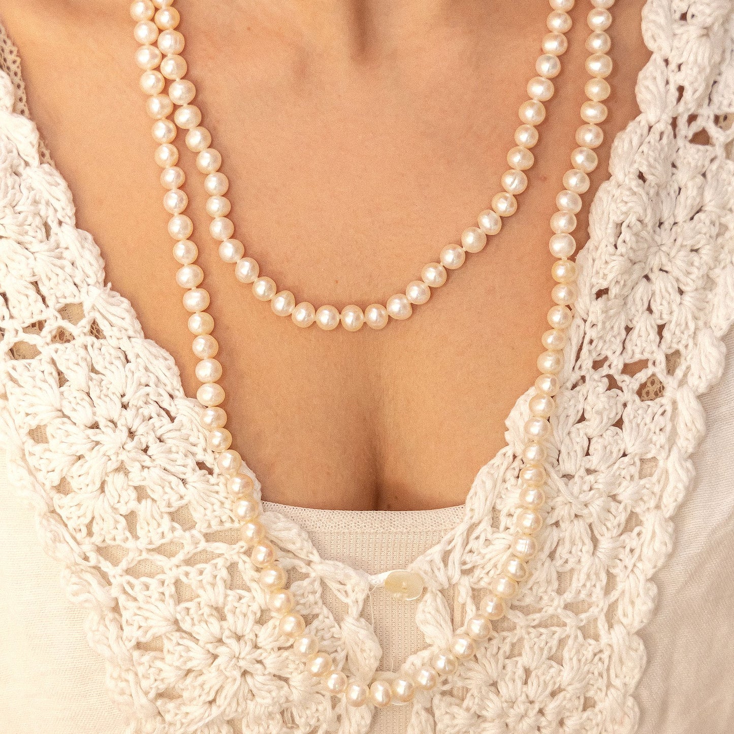 Halskette Perlkette ohne Metall 120cm