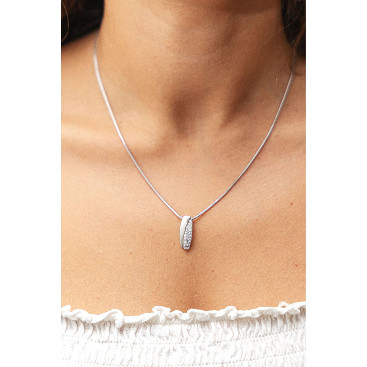 Halskette Schlangenkette 925/- Sterling Silber rhodiniert 47,0cm Zirkonia