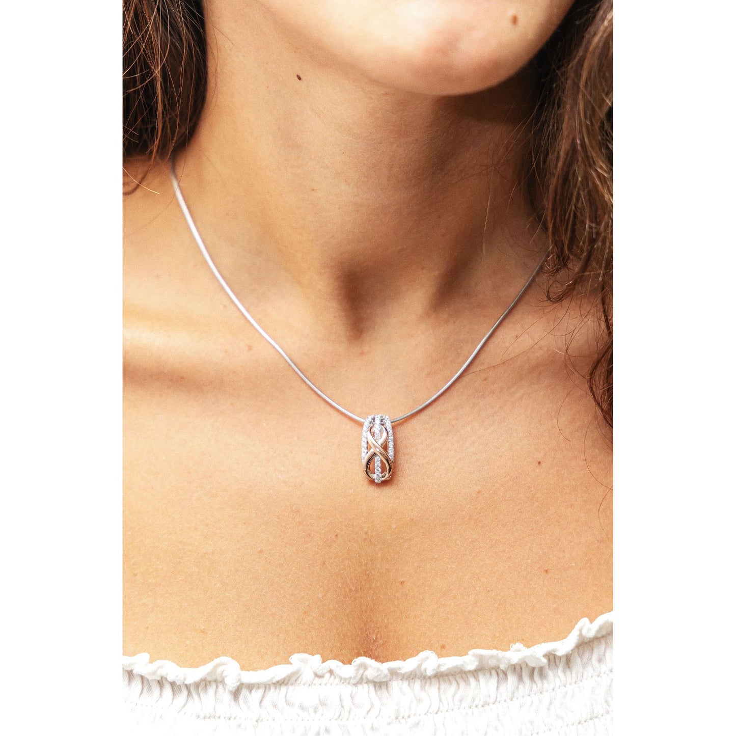 Halskette Ankerkette 925/- Sterling Silber rhodiniert 47,0cm Zirkonia