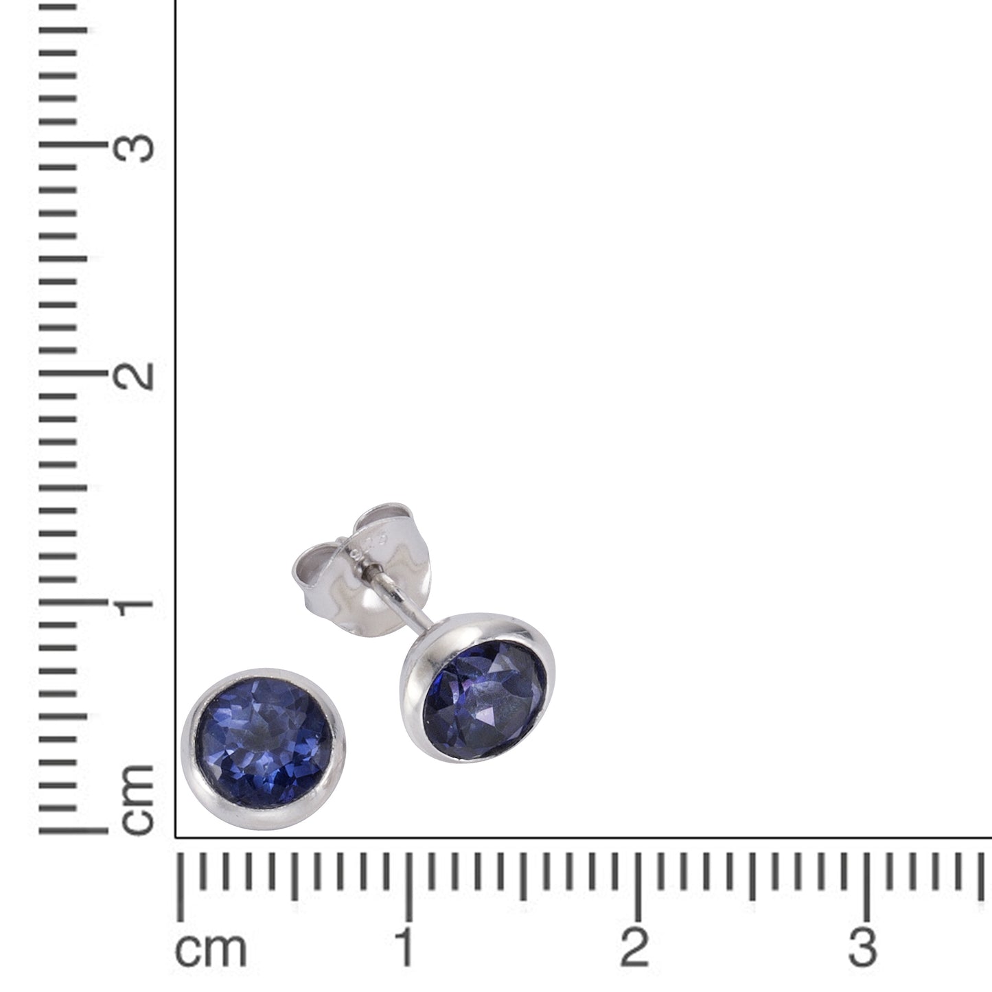 Ohrringe 925/- Sterling Silber rhodiniert 0,75cm Blautopas beh.