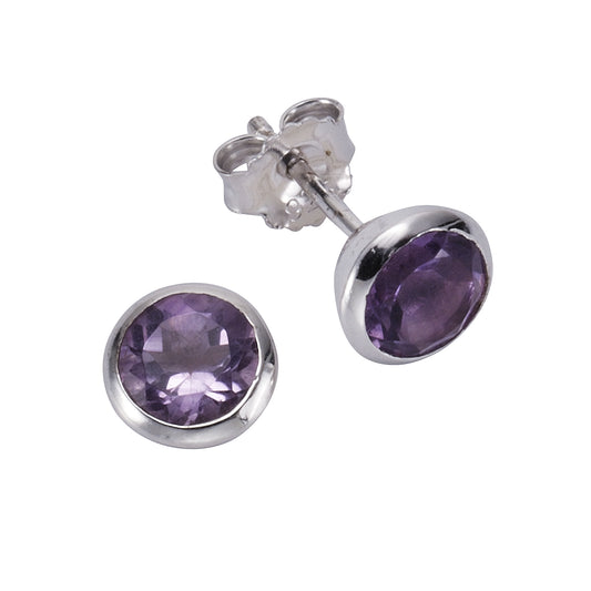 Ohrringe 925/- Sterling Silber rhodiniert 0,75cm Amethyst