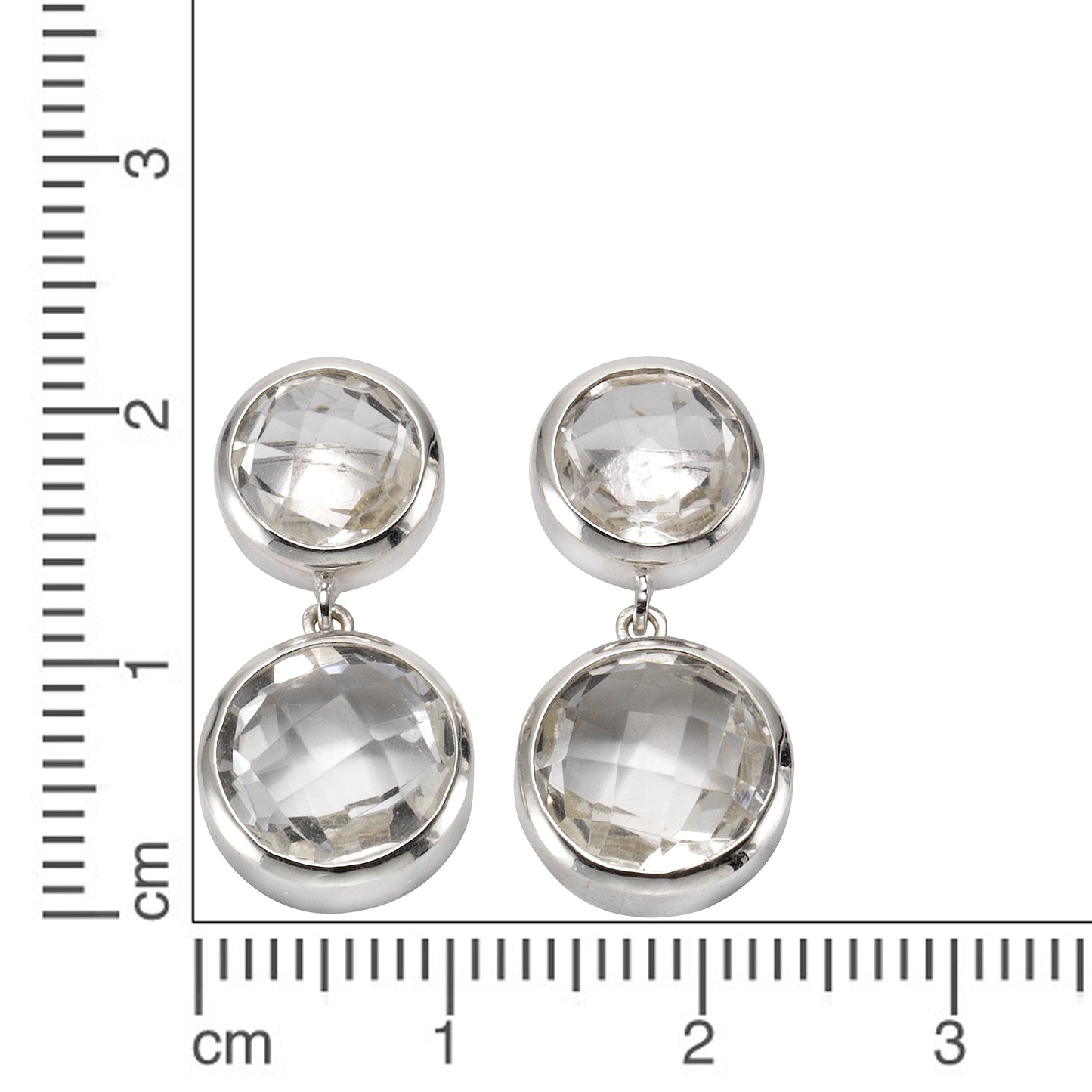 Ohrstecker 925/- Sterling Silber rhodiniert 2,5cm Bergkristall