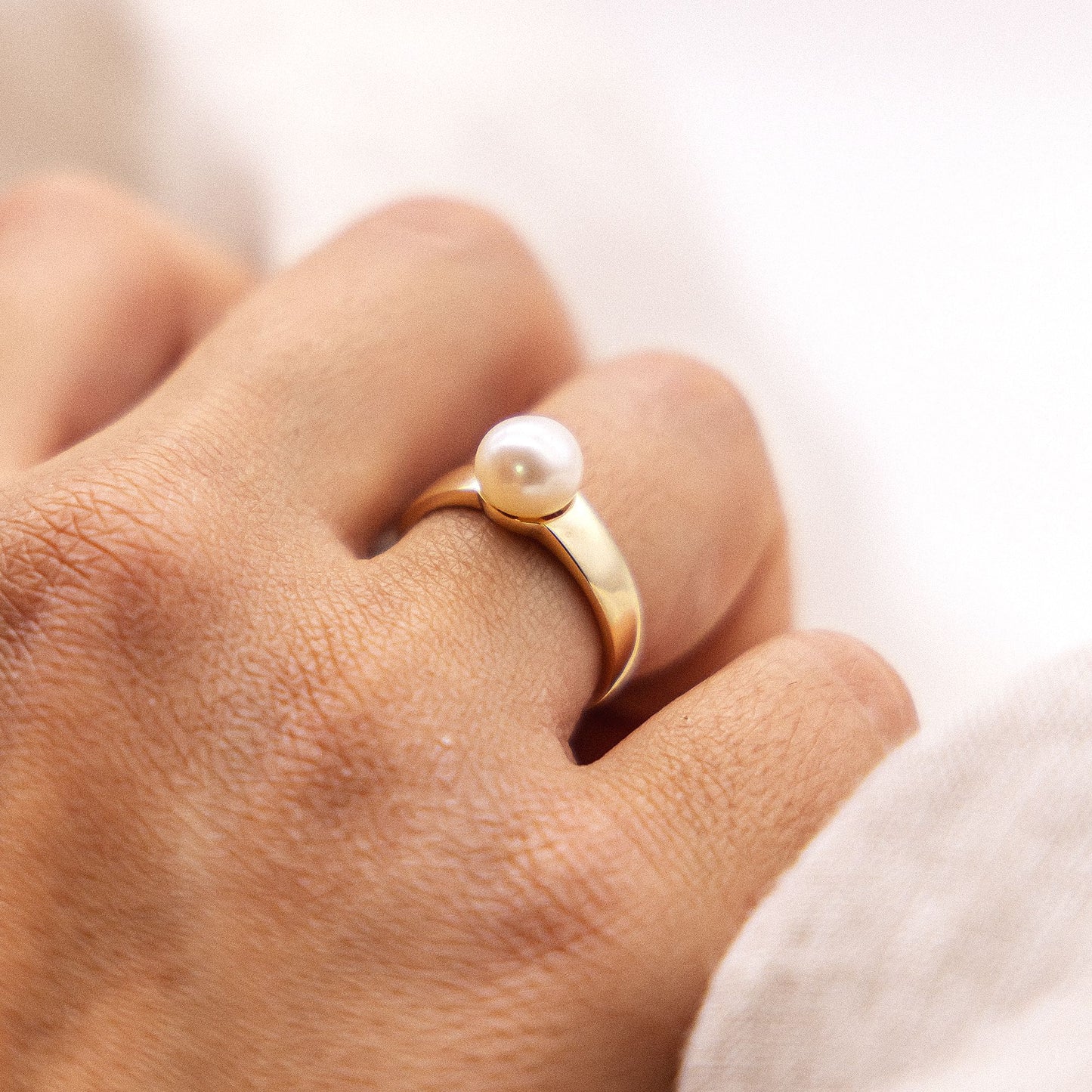 Ring 375/- Gold Rhodiniert Süßwasserzuchtperle