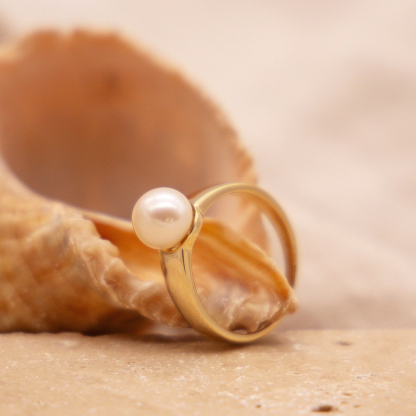 Ring 375/- Gold Rhodiniert Süßwasserzuchtperle