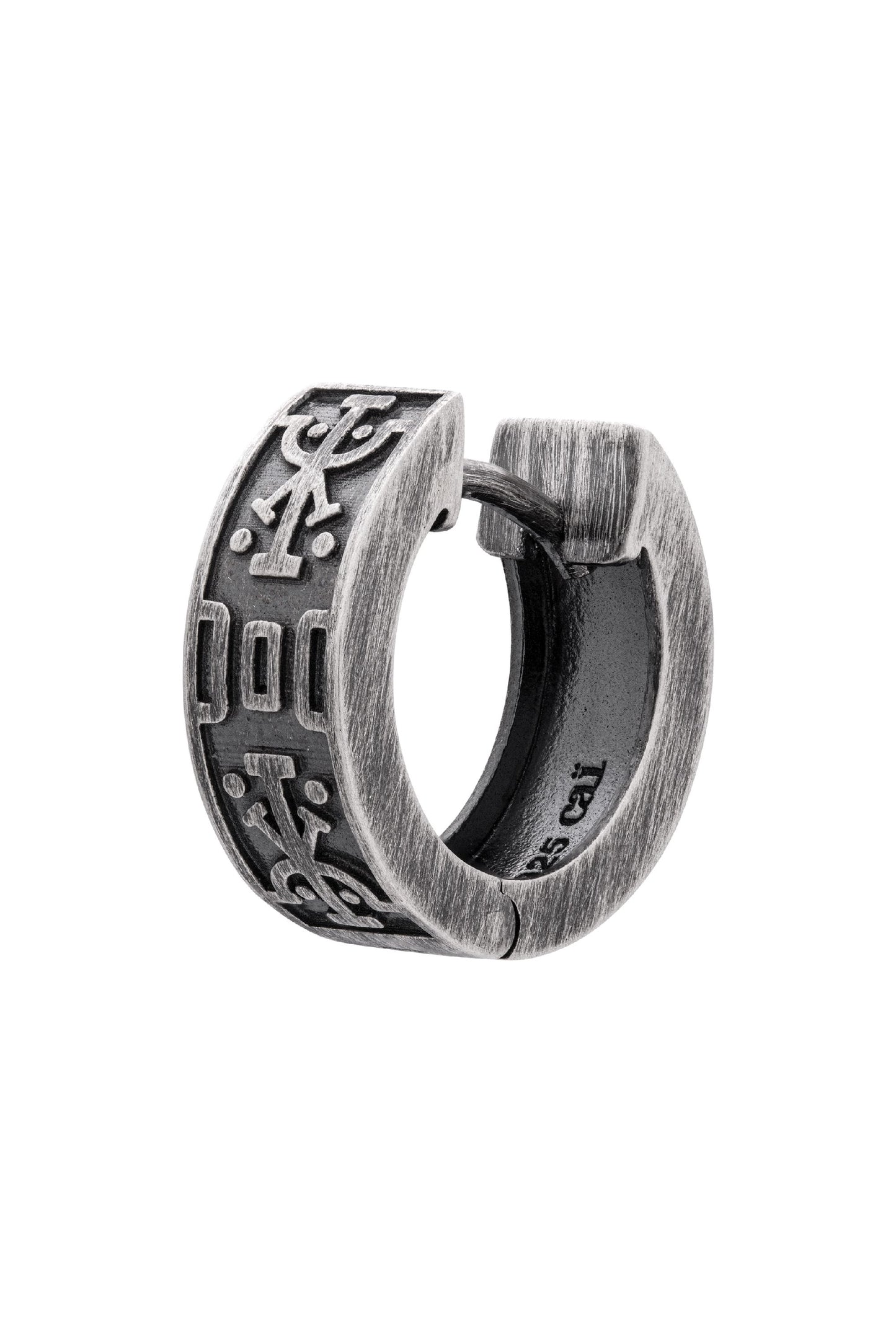 cai Single Creole 925 Silber matt oxidiert 925/- Sterling Silber oxidiert 1,4cm