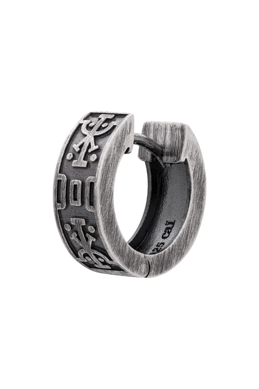 cai Single Creole 925 Silber matt oxidiert 925/- Sterling Silber oxidiert 1,4cm