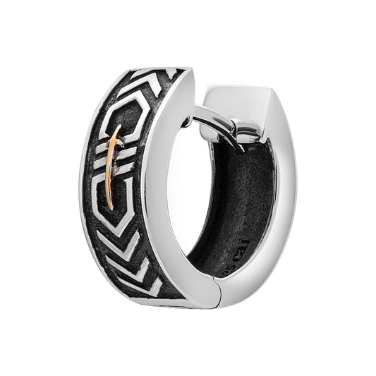 cai Single Creole 925 Silber matt oxidiert mit vergoldetem Schwert 925/- Sterling Silber oxidiert 0,2cm ohne Stein