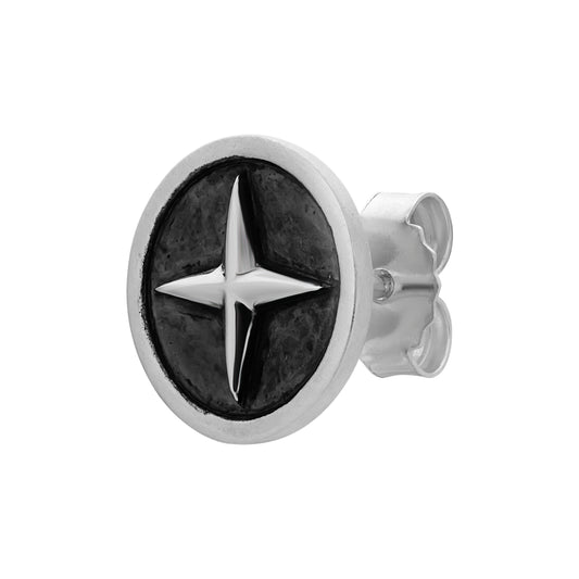 cai Single Ohrstecker Silber 925 rhodiniert oxidiert Stern 925/- Sterling Silber oxidiert 0,7cm ohne Stein