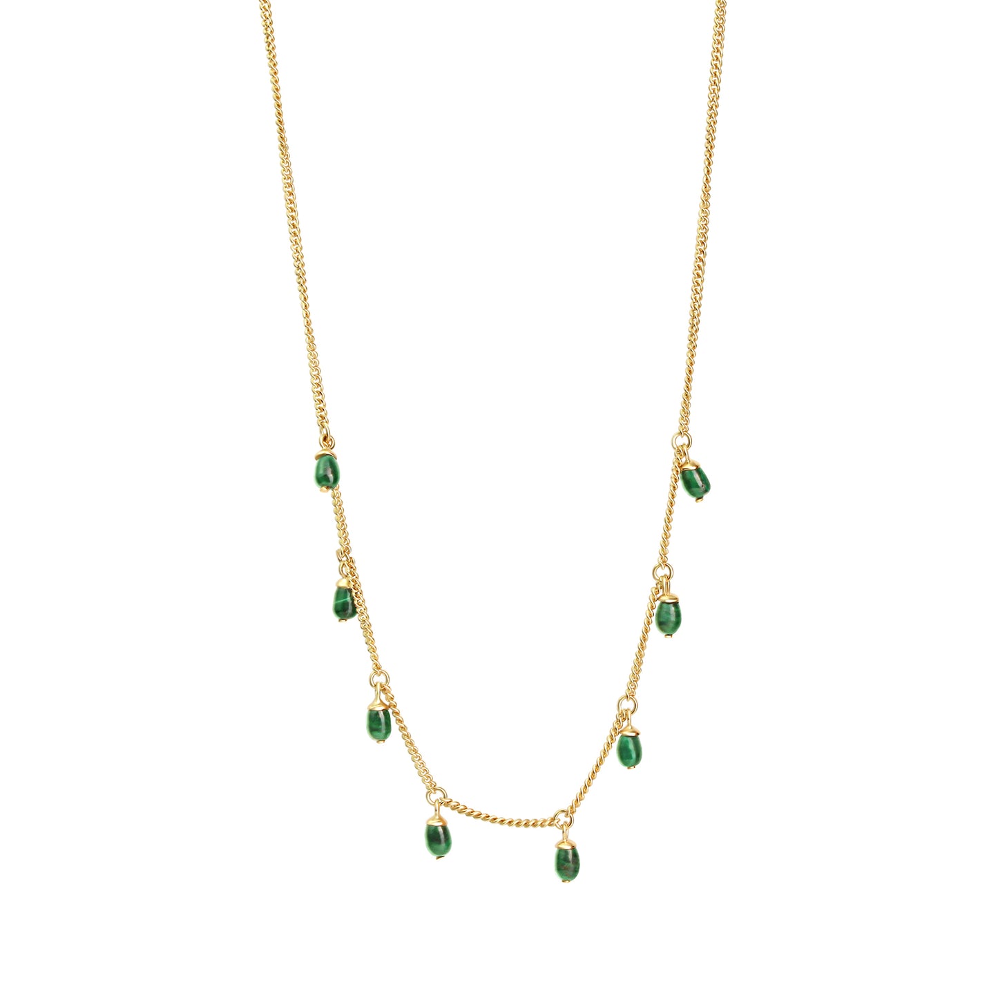 Anhänger mit Kette 925 Sterling Silber vergoldet Malachit Ankerkette 925/- Sterling Silber vergoldet 45,0cm Malachit