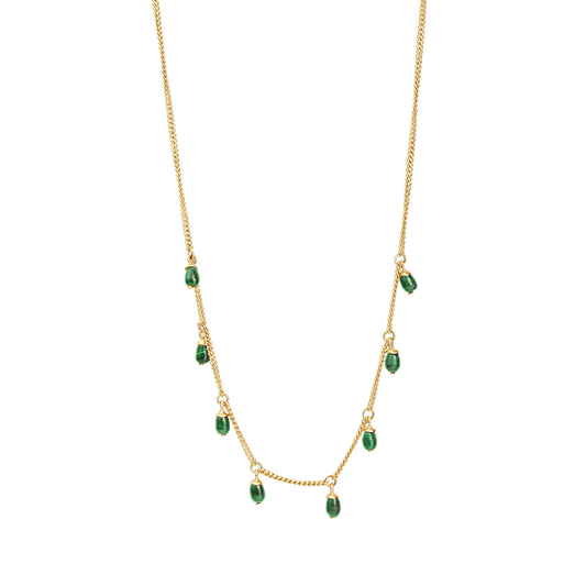 Anhänger mit Kette 925 Sterling Silber vergoldet Malachit Ankerkette 925/- Sterling Silber vergoldet 45,0cm Malachit