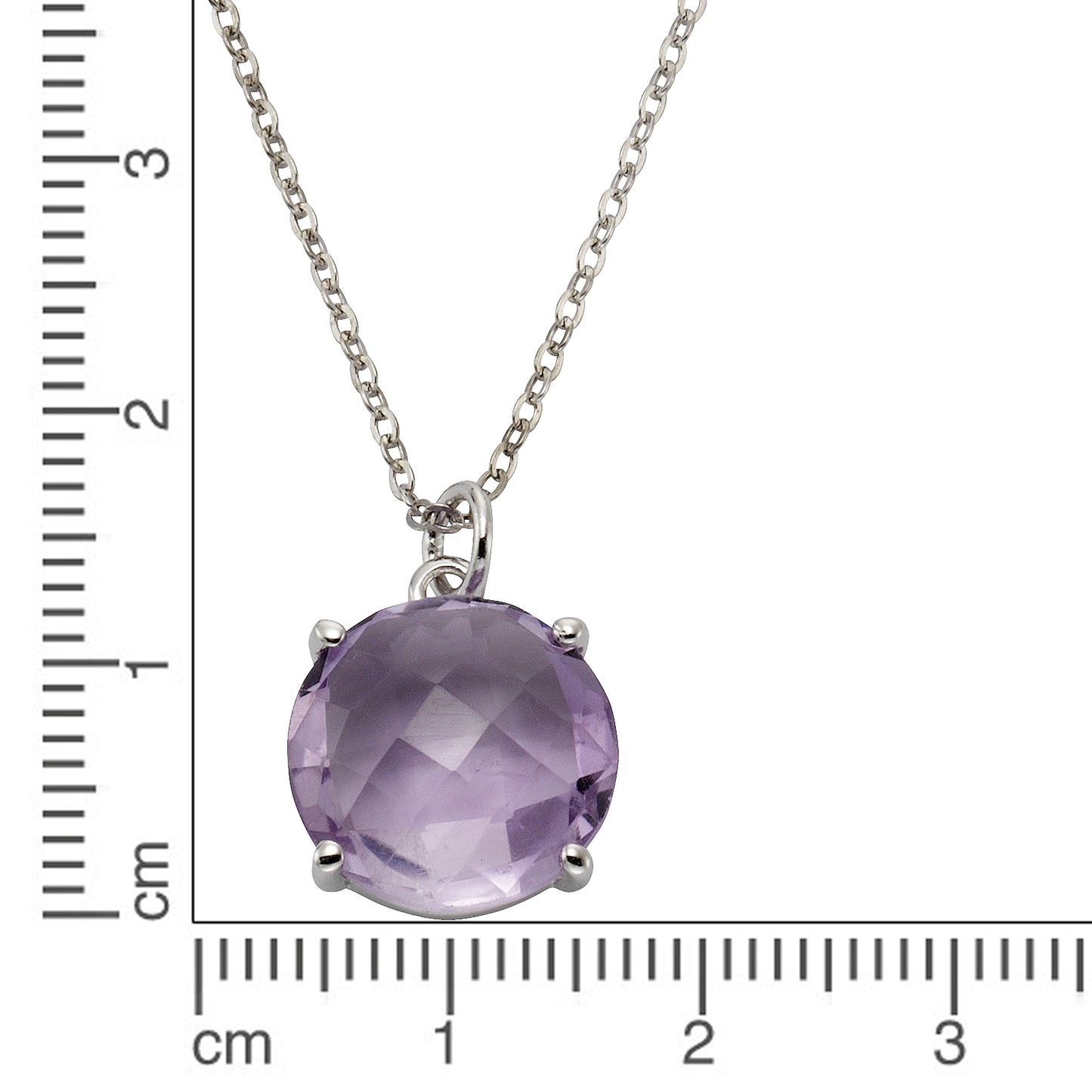 Halskette Ankerkette 925/- Sterling Silber rhodiniert 45,0cm Amethyst