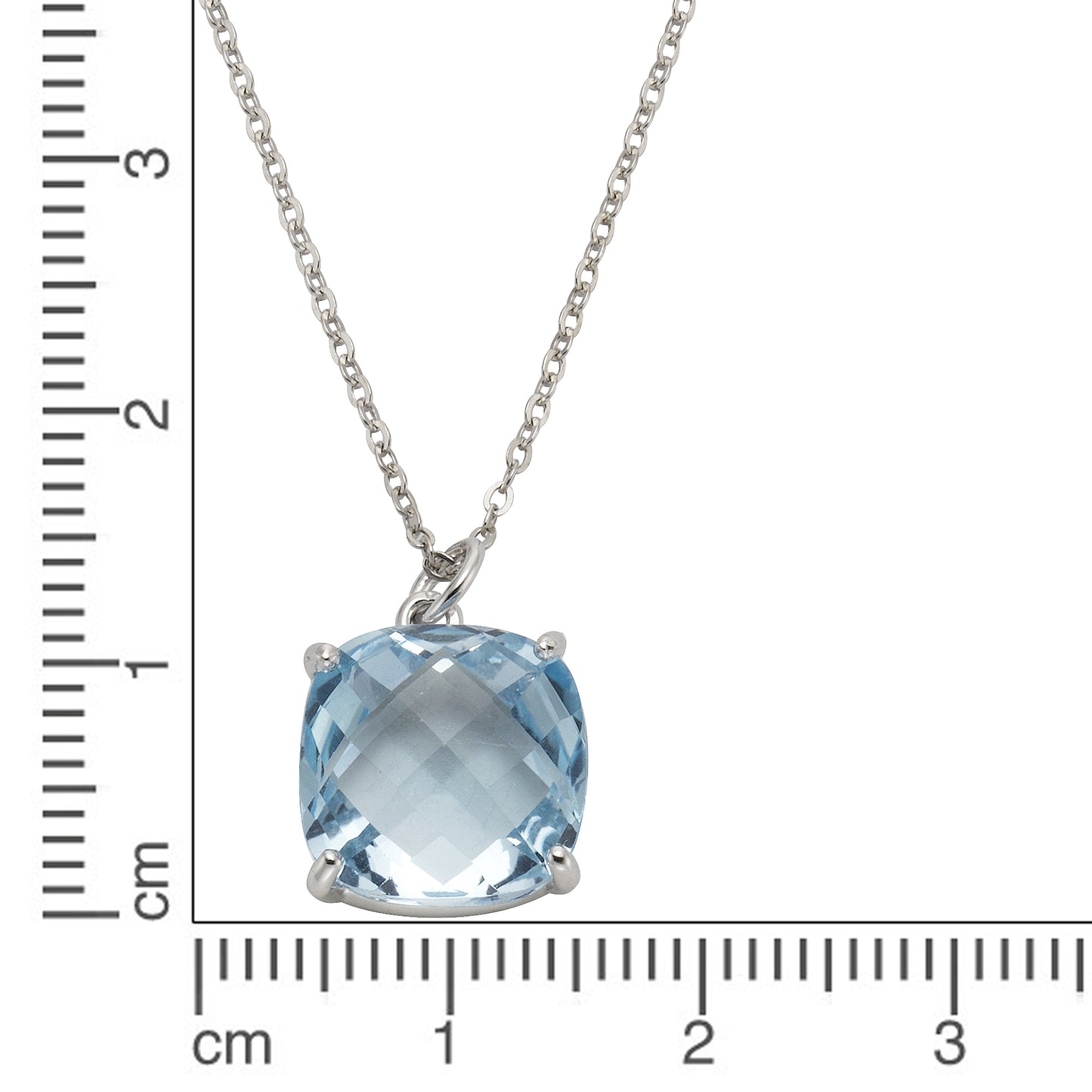 Halskette Ankerkette 925/- Sterling Silber rhodiniert 45,0cm Blautopas beh.