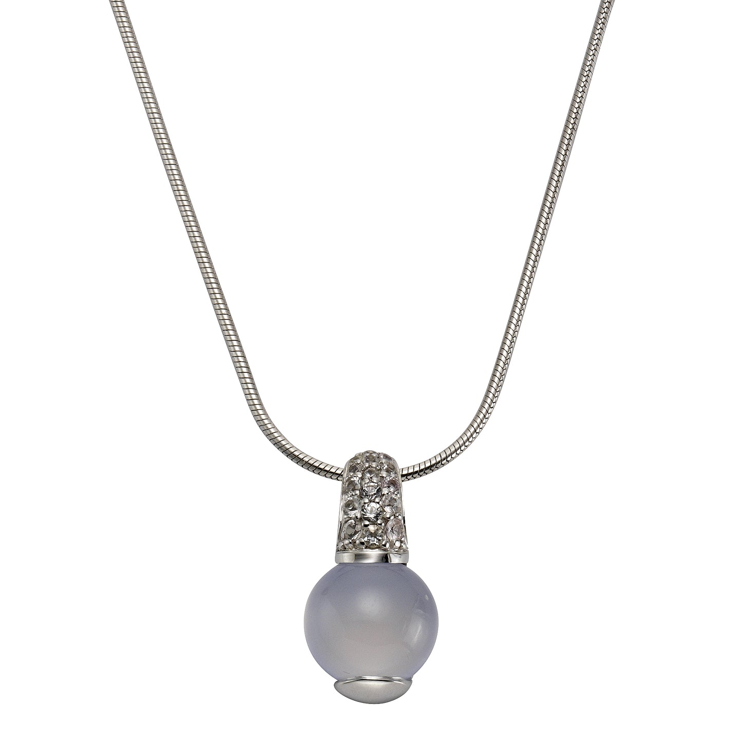 Halskette Schlangenkette 925/- Sterling Silber rhodiniert 47,0cm Calcedon