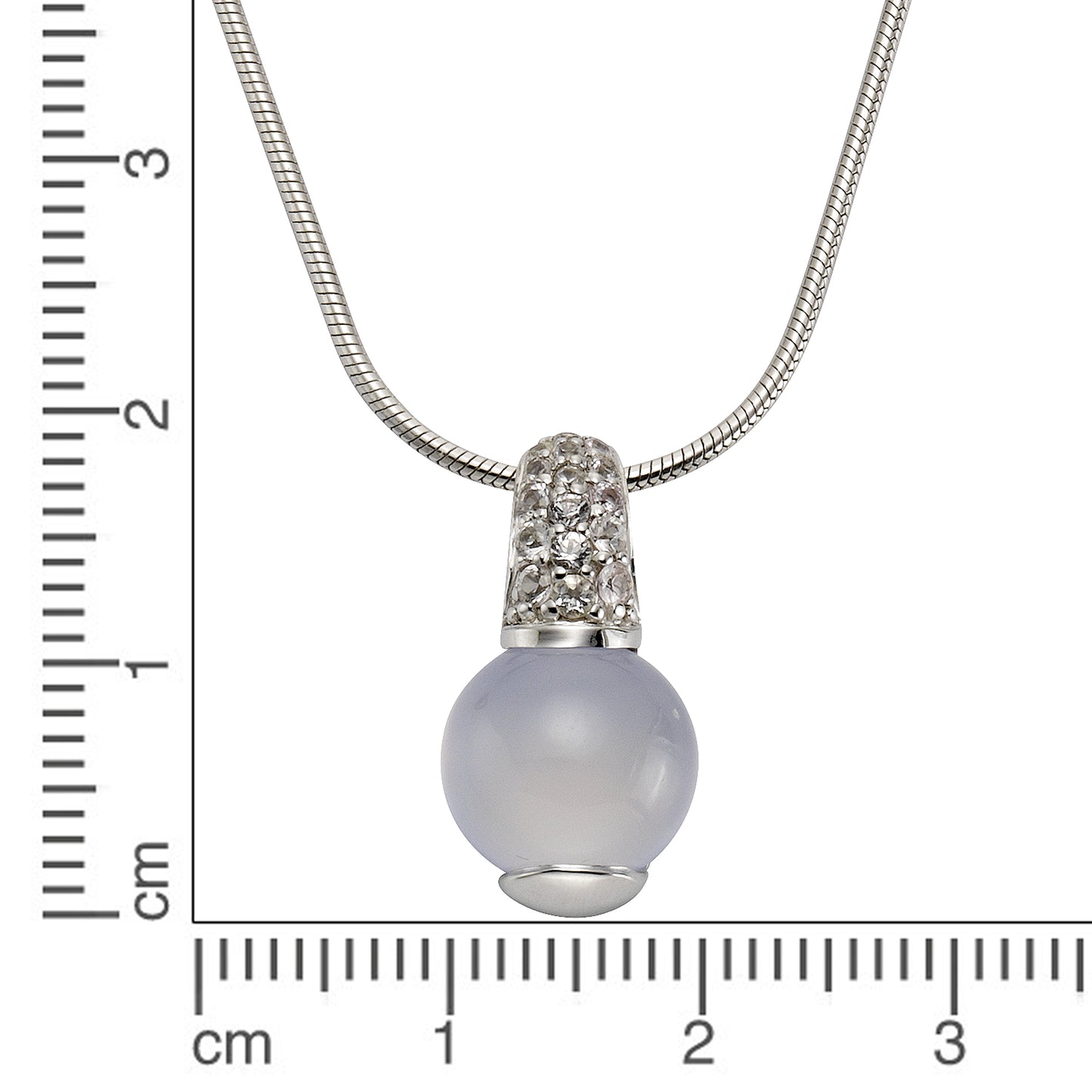 Halskette Schlangenkette 925/- Sterling Silber rhodiniert 47,0cm Calcedon