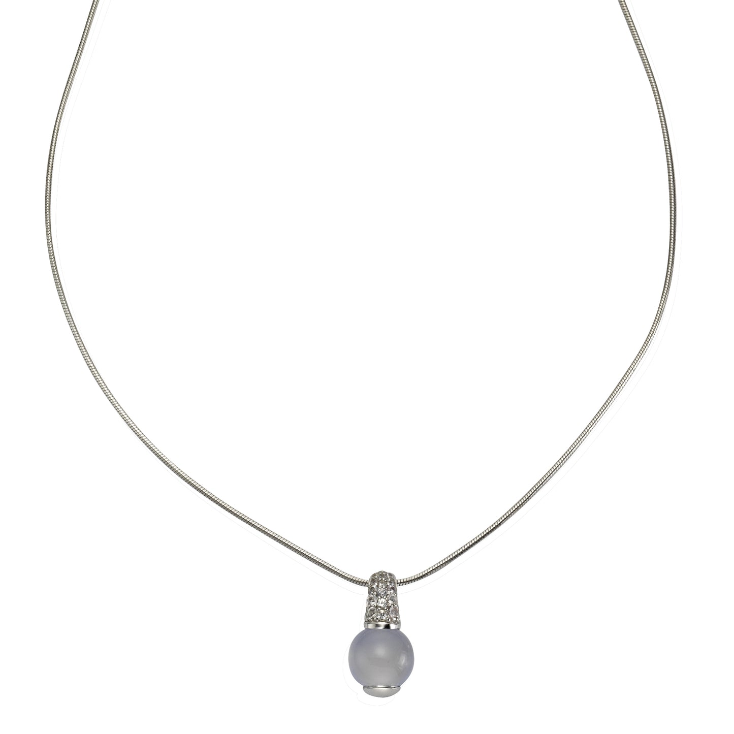 Halskette Schlangenkette 925/- Sterling Silber rhodiniert 47,0cm Calcedon