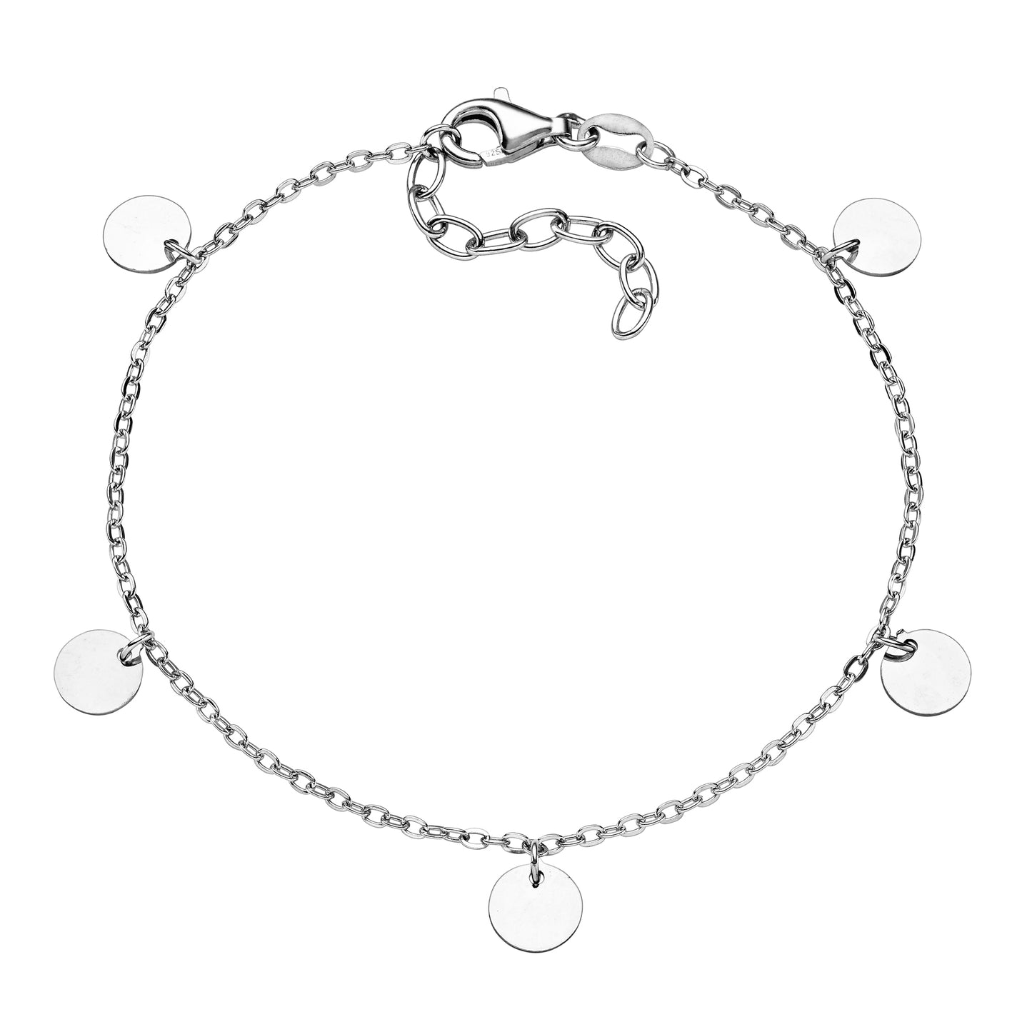 Armband Ankerkette 925/- Sterling Silber rhodiniert 20,0cm