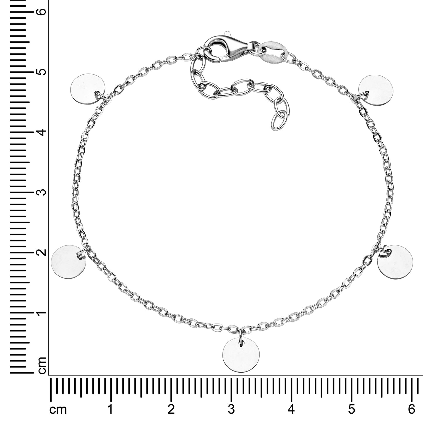 Armband Ankerkette 925/- Sterling Silber rhodiniert 20,0cm