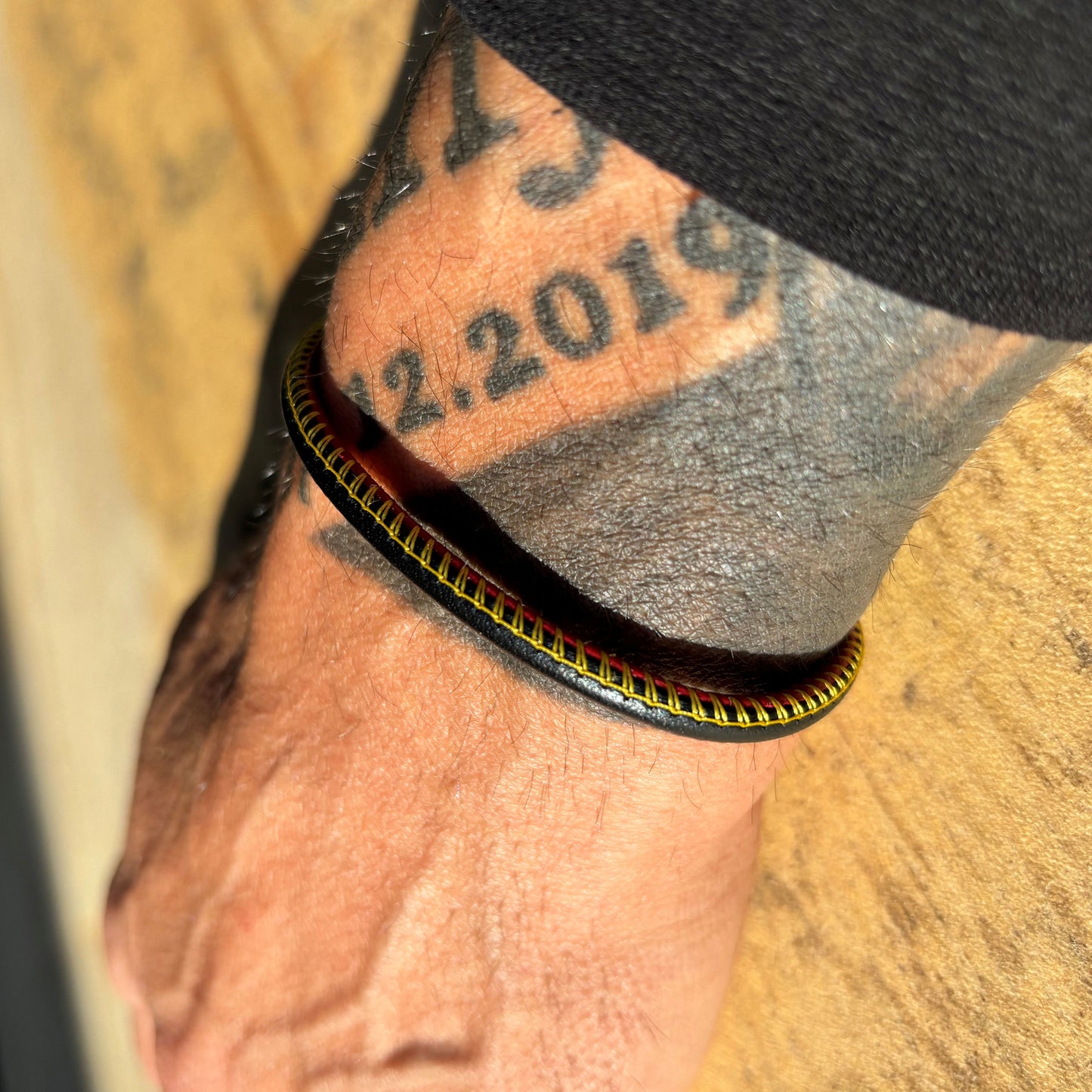 Armband Lederband Edelstahl 23cm