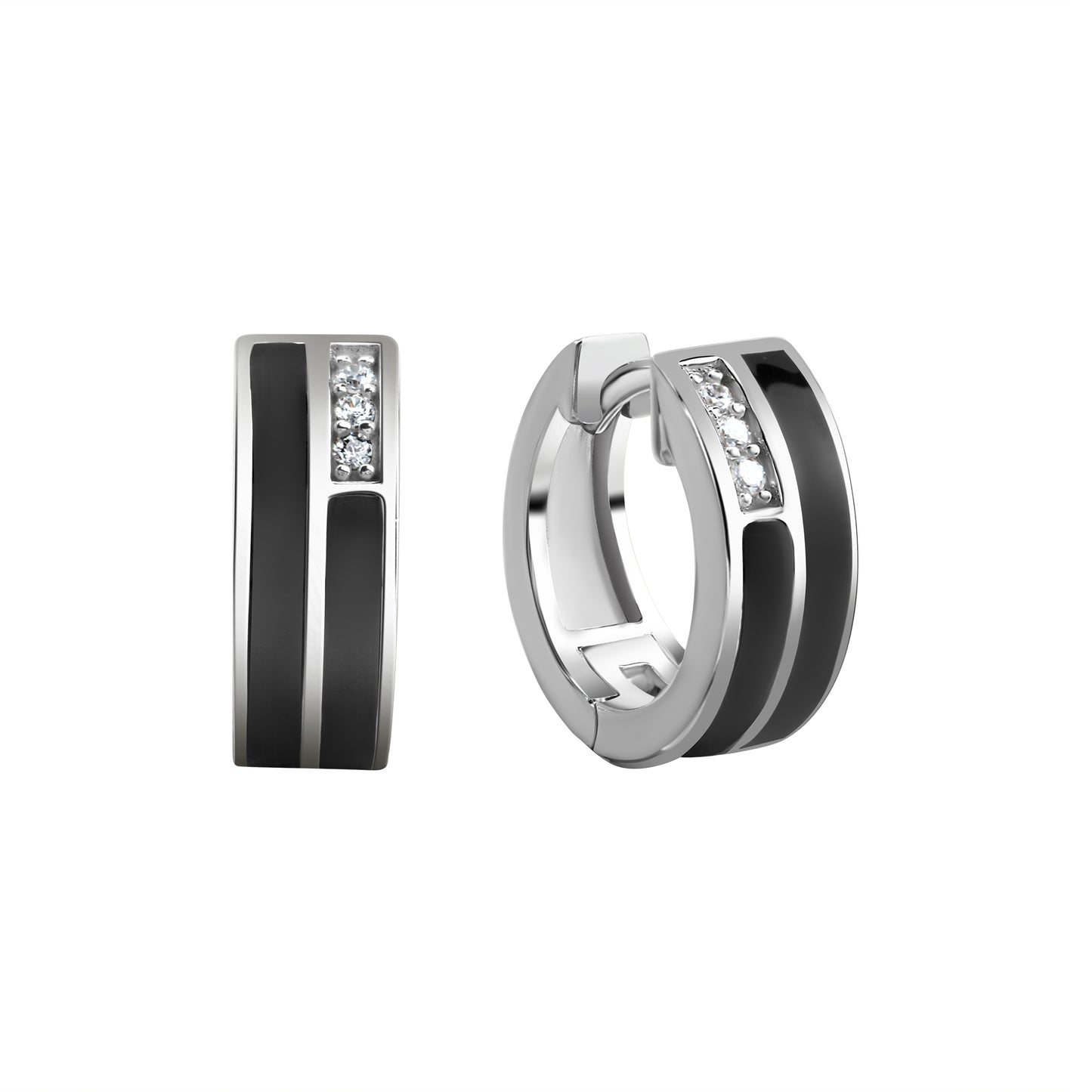 Klappcreolen 925/- Sterling Silber rhodiniert 1,5cm Zirkonia
