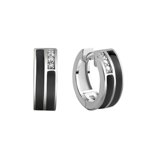 Klappcreolen 925/- Sterling Silber rhodiniert 1,5cm Zirkonia