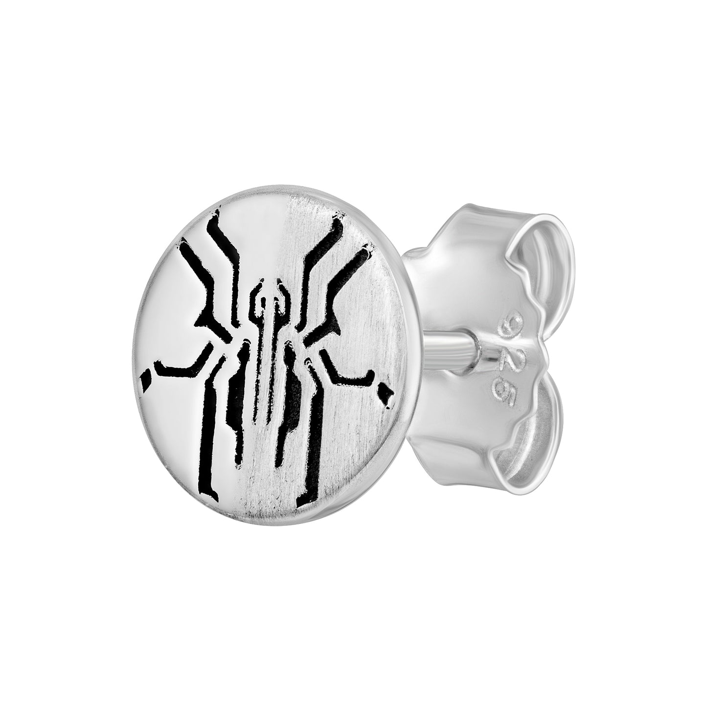 cai Single Ohrstecker Silber 925 rhodiniert Spinne 925/- Sterling Silber oxidiert 0,7cm ohne Stein