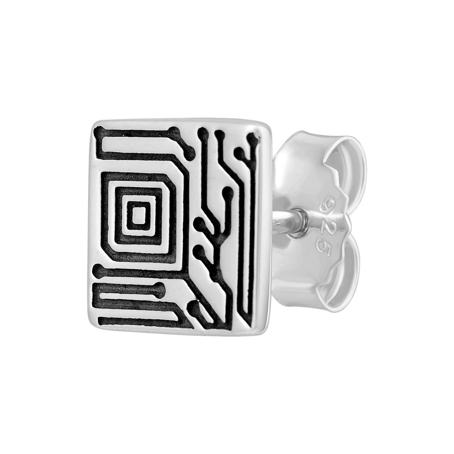 cai Single Ohrstecker Silber 925 rhodiniert 925/- Sterling Silber oxidiert 0,7cm ohne Stein