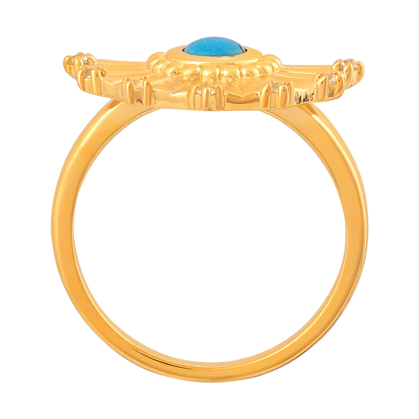 cai Ring 925 Silber vergoldet Fächer Anhänger mit Türkis & Weißtopas 925/- Sterling Silber vergoldet Opal