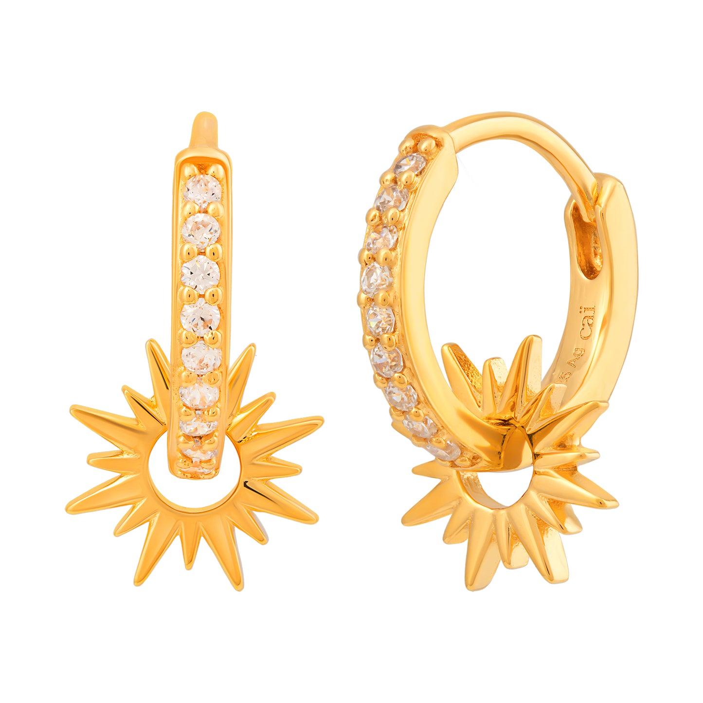 cai Creole 925 Sterling Silber vergoldet mit Zirkonia Einhänger Sonne 925/- Sterling Silber vergoldet 1,6cm Zirkonia