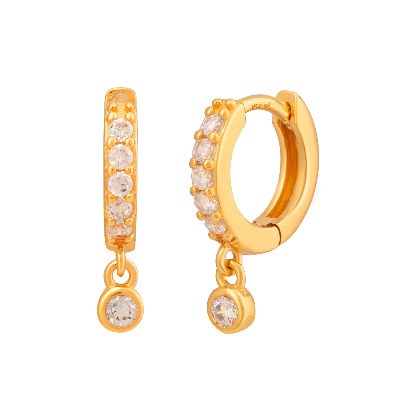 cai Creole 925 Sterling Silber vergoldet mit Zirkonia Anhänger 925/- Sterling Silber vergoldet 1,6cm Zirkonia