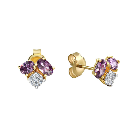 Ohrringe 375/- Gold Rhodiniert 0,8cm Amethyst