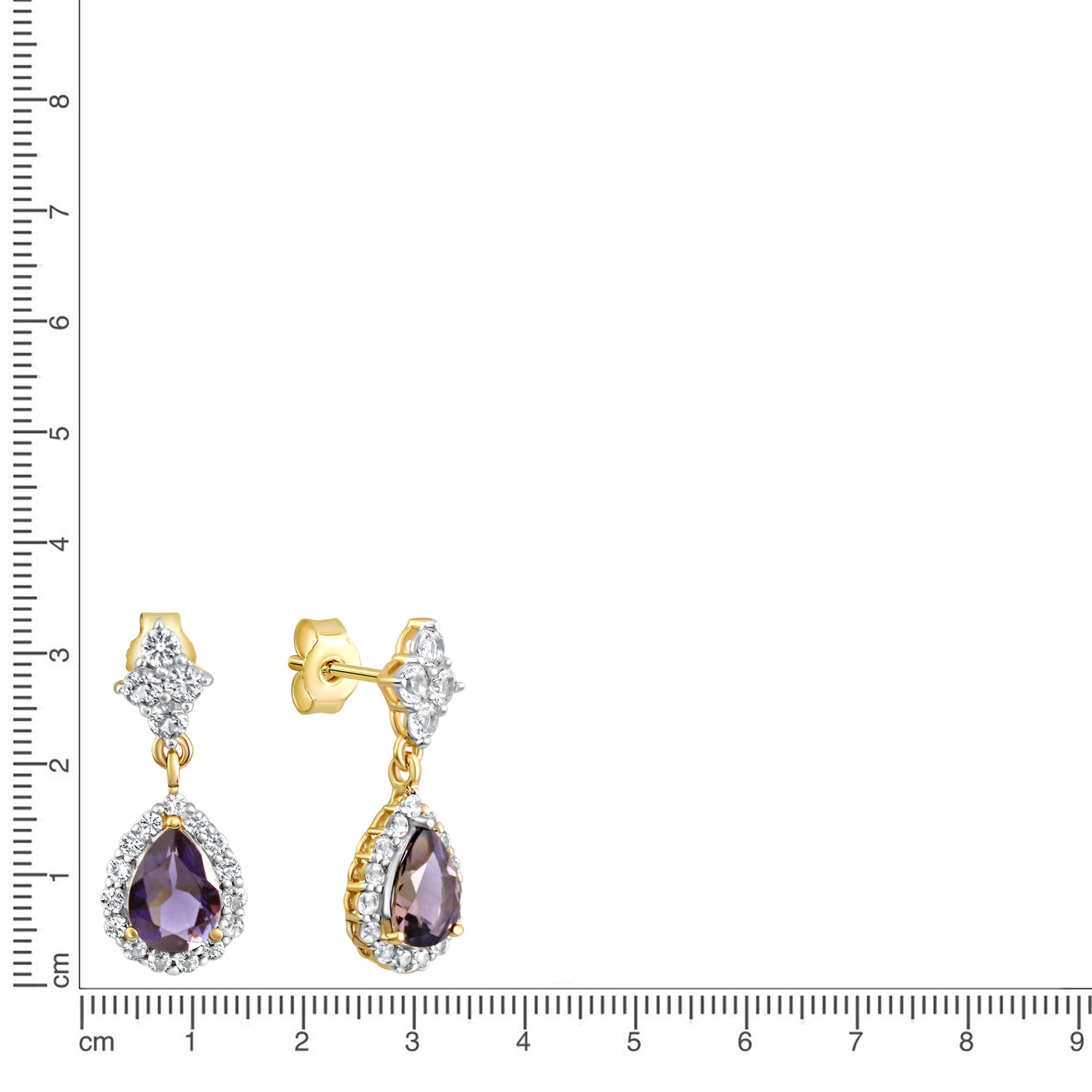 Ohrringe 585/- Gold rhodiniert (teil) 2,3cm Iolith 0,85ct.