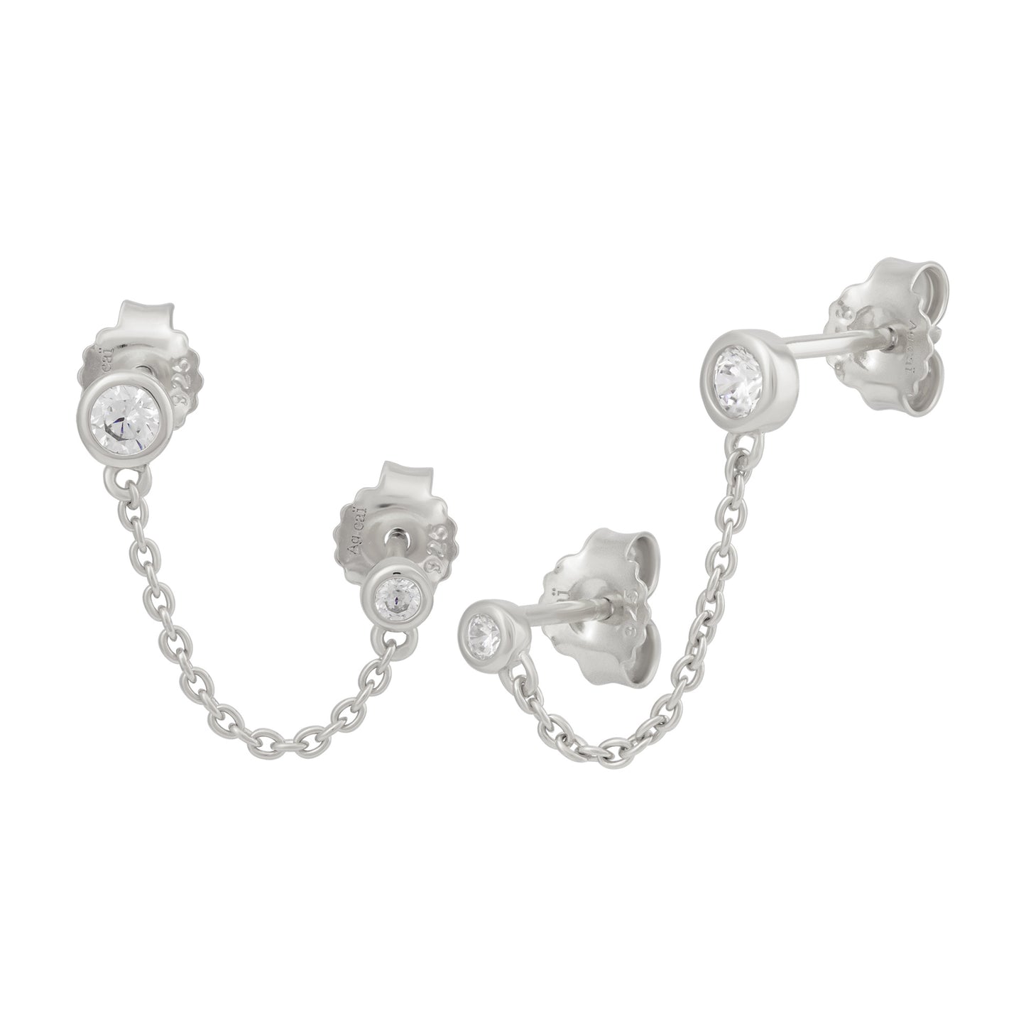 cai Doppelohrstecker 925 Sterling Silber rhodiniert 925/- Sterling Silber rhodiniert 0,6cm ohne