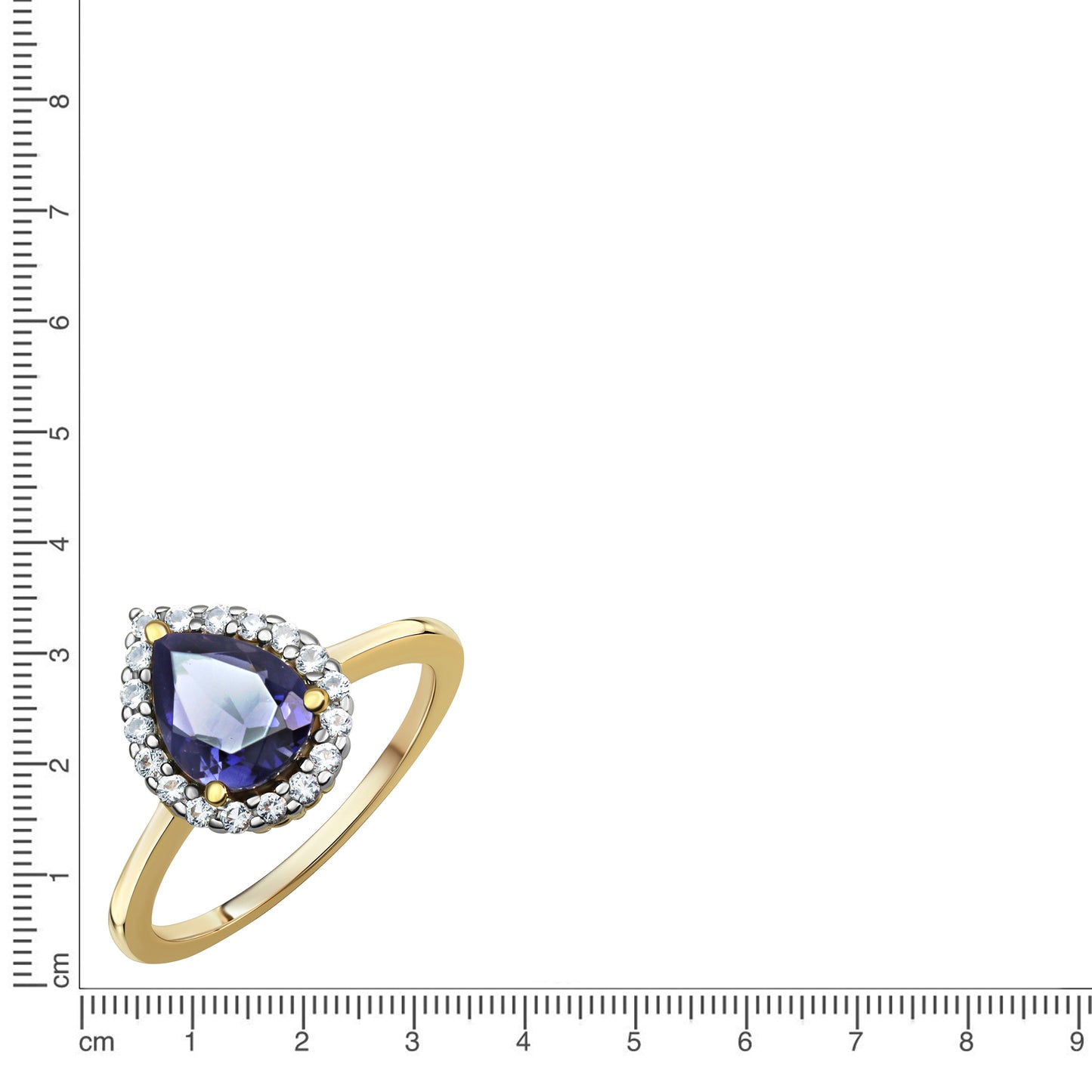 Ring 585/- Gold rhodiniert (teil) Iolith 1,27ct.